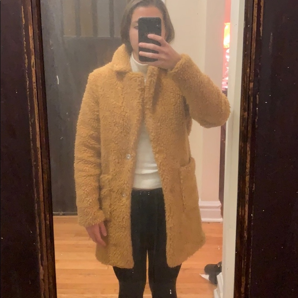 ASOS mustard teddy coat